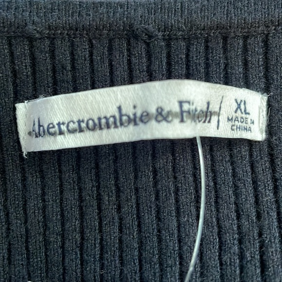 NWOT Abercrombie & Fitch Long-Sleeve Square-neck Sweater Black Bodysuit size XL - Picture 2 of 5